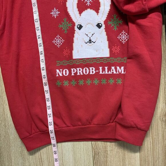Anvil Men’s Red Christmas Llama Crewneck Sweater Size XLarge - Picture 9 of 14